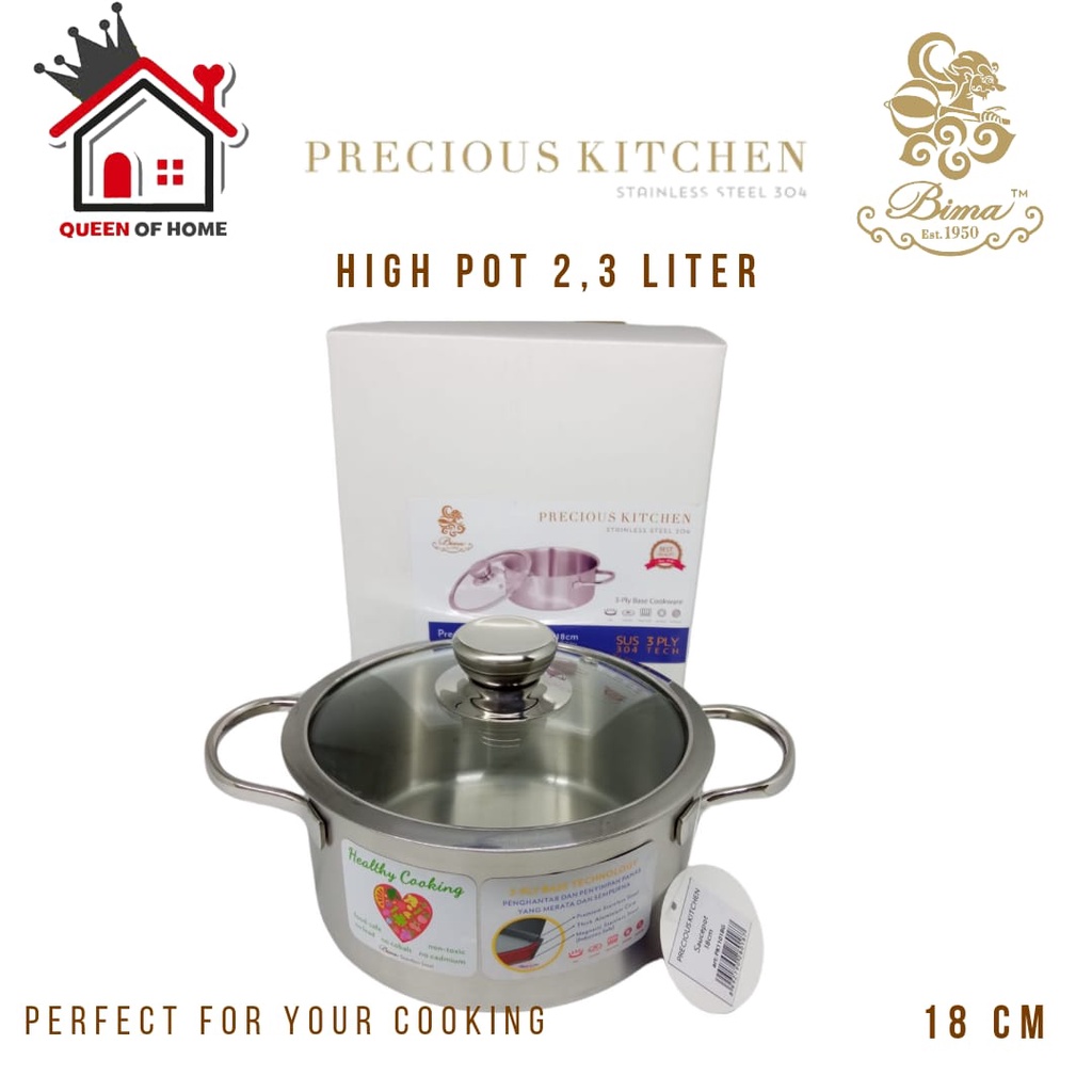 Jual Bima Precious Kitchen Sauce Pot 18cm Panci 3-Ply Sus 304 Saucepot ...