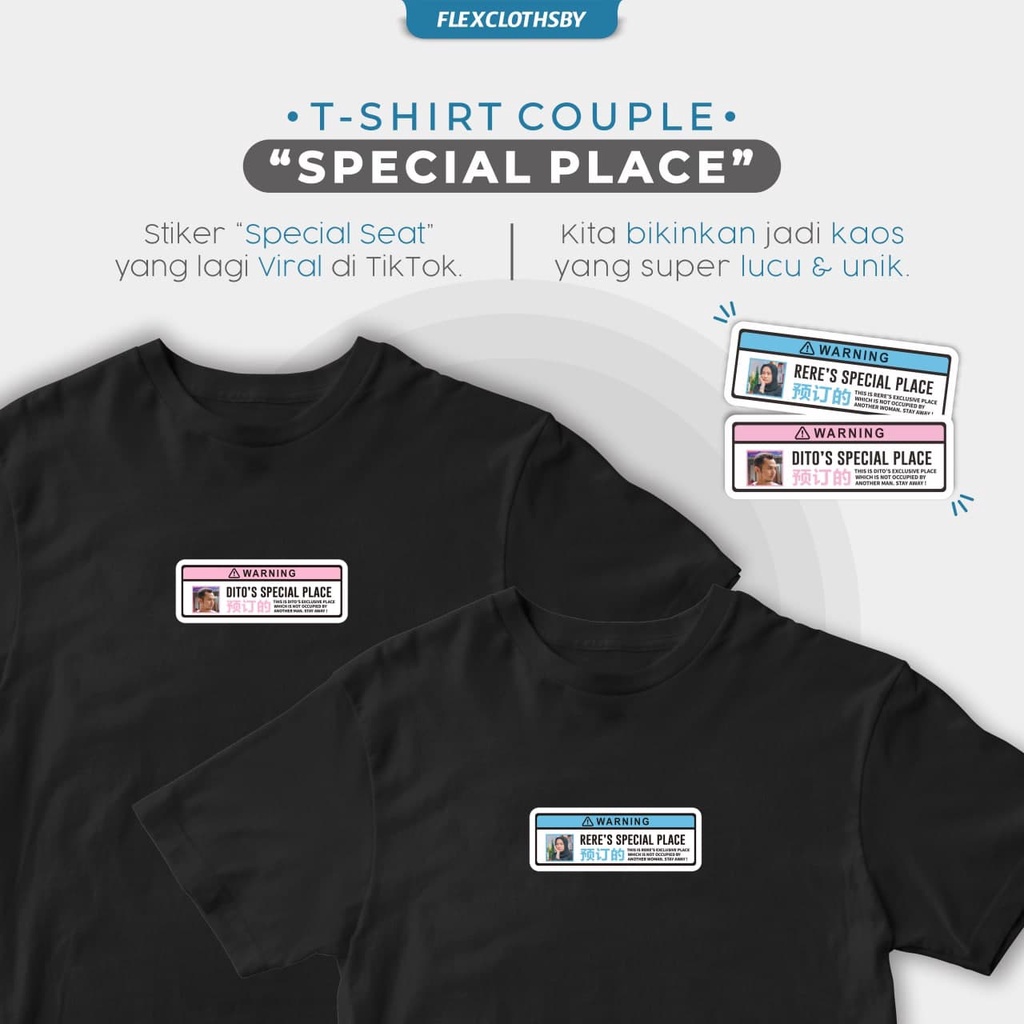 Jual Kaos Special Place Custom Couple Bucin Pasangan T Shirt Seat