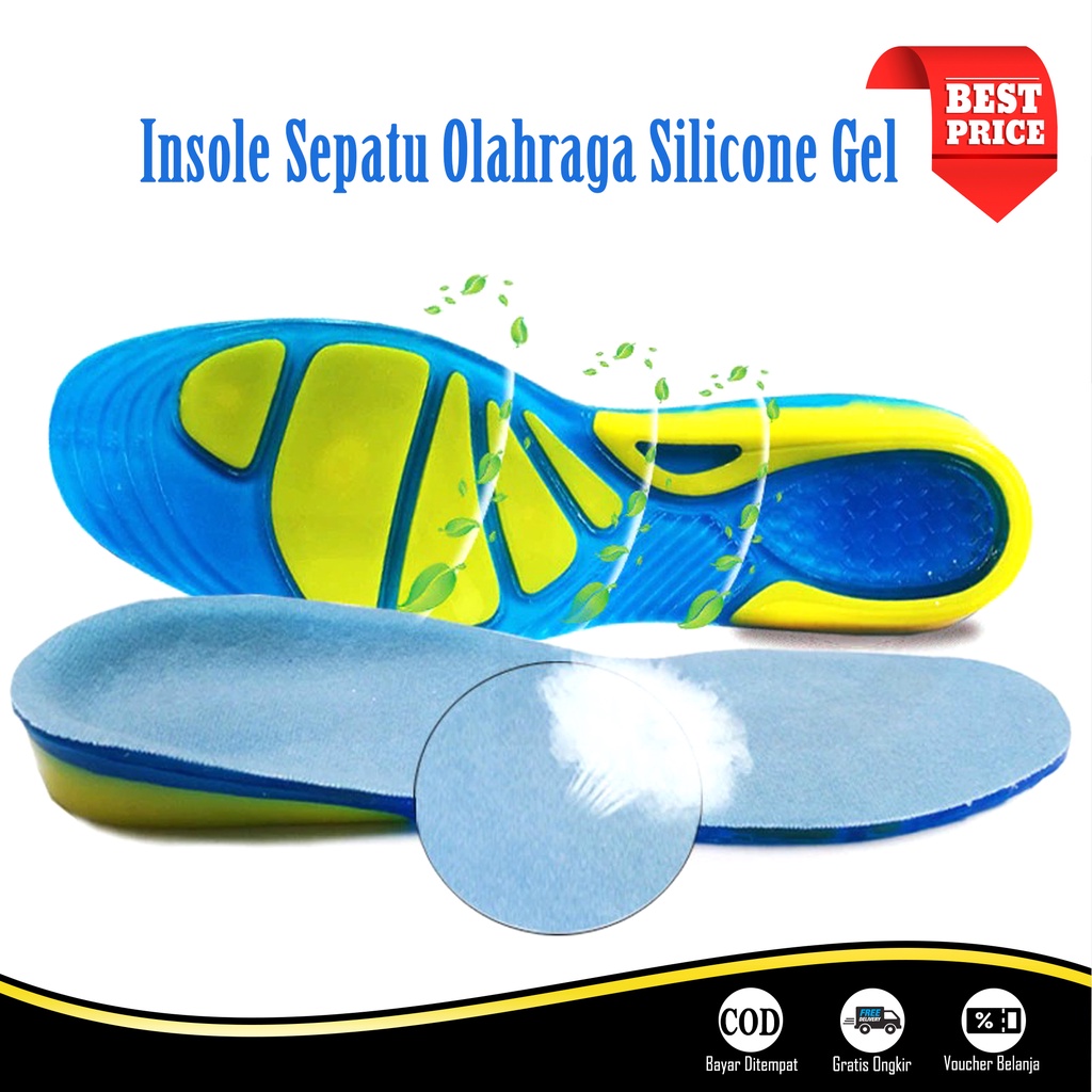 Jual Insole Sepatu Olahraga Silicone Gel Alas Kaki Sepatu Empuk Shock