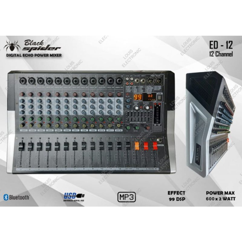 Jual Power Mixer Black Spider ED 12 12 Channel Mixer Black Spider ED12