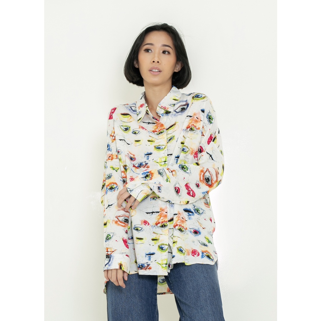 Jual Ixora Surin Oversized Shirt - Kemeja Wanita Oversized Blouse ...