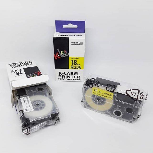 Jual Kertas KLabel Printer Tape Cartridge 18mm / KLabel for Casio EZ Label Printer KZ18WE