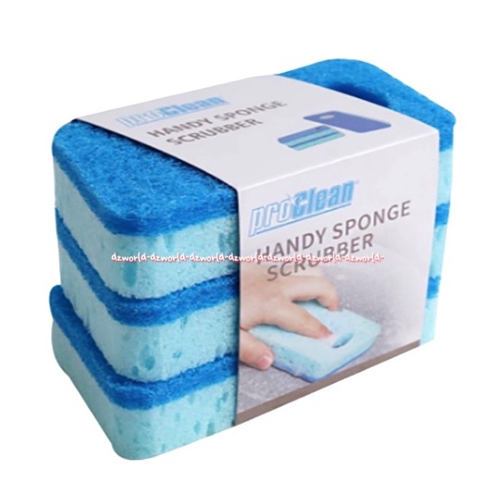 Jual Proclean Handy Sponge 3pcs Scrubber Spons Cuci Piring Biru isi 3 ...
