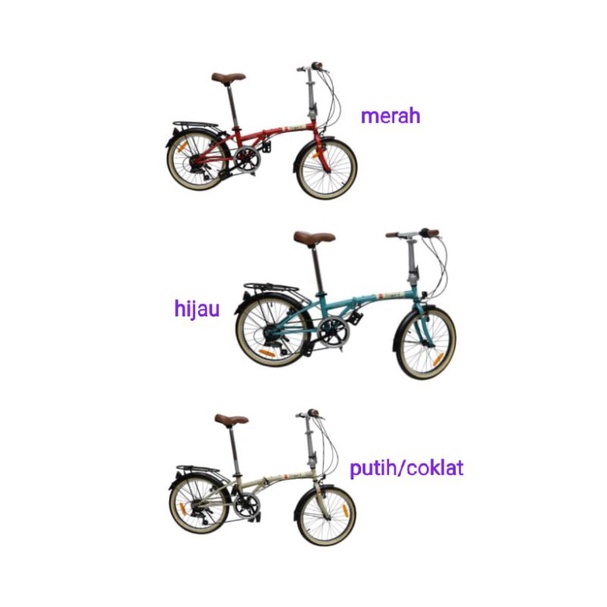 Jual Fingard Sepeda Lipat Vintage 20 Inci hijau,putih dan Merah ...