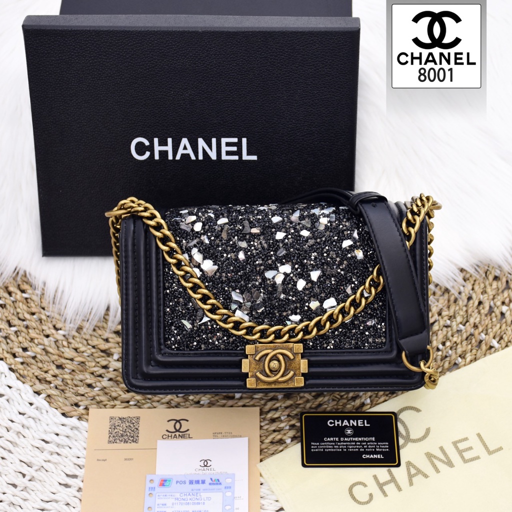 Jual Tas CHANEL BOY SWAROVSKI 8001 QWE 15 tas batam impor ransel selempang fashion branded grosir Shopee Indonesia