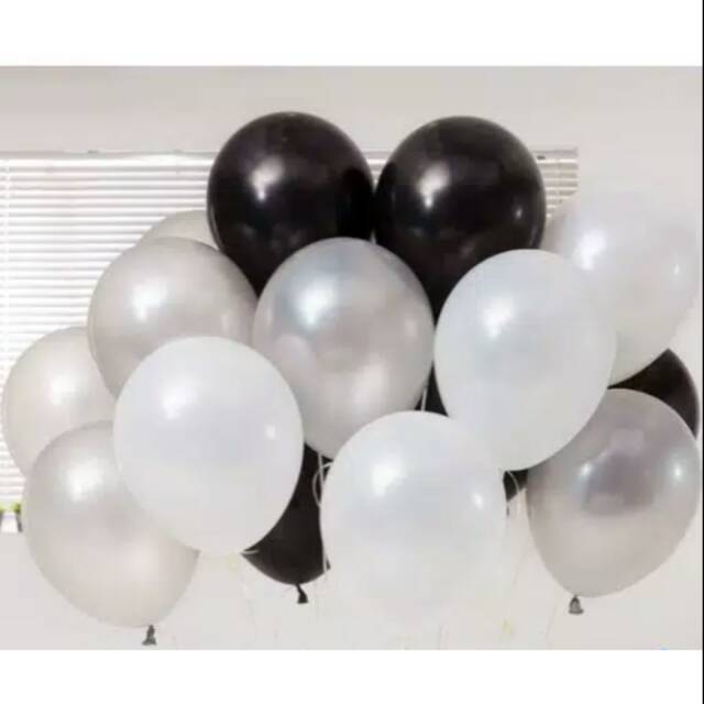 Jual BALON LATEX CROME KILAT ( HITAM, PUTIH, SILVER ) | Shopee Indonesia