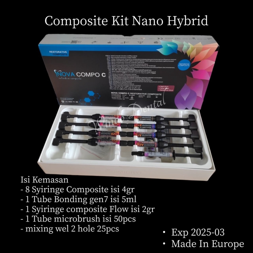 Jual DENTAL COMPOSITE KIT NANO HYBRID LOW SHRINKAGE / COMPOSIT NOVA