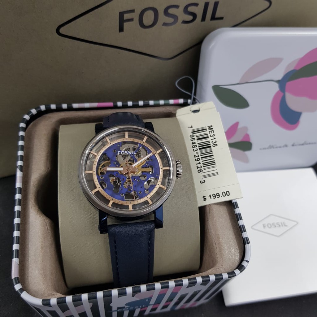 Fossil ME 3136 Original Boyfriend Automatic Blue Leather Watch