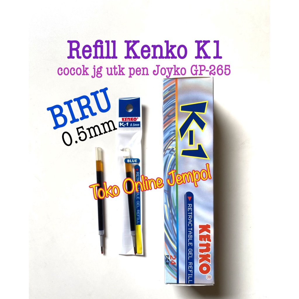 Jual BIRU Refill pulpen KENKO K1 0.5 tinta gel isi ulang pen blue ink