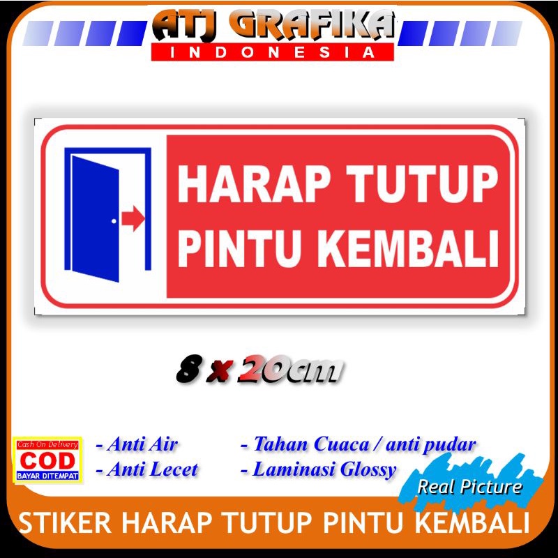 Jual Stiker New Harap Tutup Pintu Kembali Sticker Pintu Kamar Rumah Kantor Toko Dll Shopee