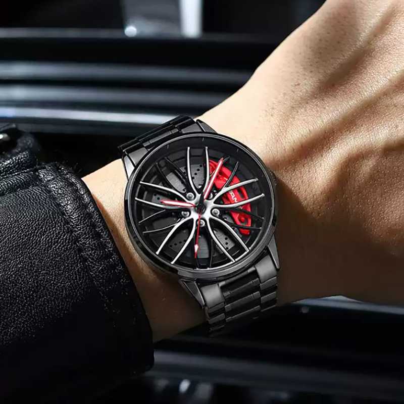 Jual Jam Tangan Pria Desain Rim Velg Roda Ban Mobil Sport Stainless ...
