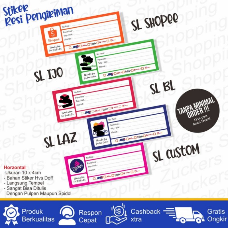 Jual Stiker Pengiriman resi Olshop Stiker label resi pengiriman Sticker ...