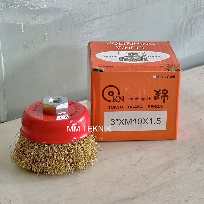 Jual Brush Sikat Kawat 3" Mangkok Kuning KING Brush Kawat Kuningan 3