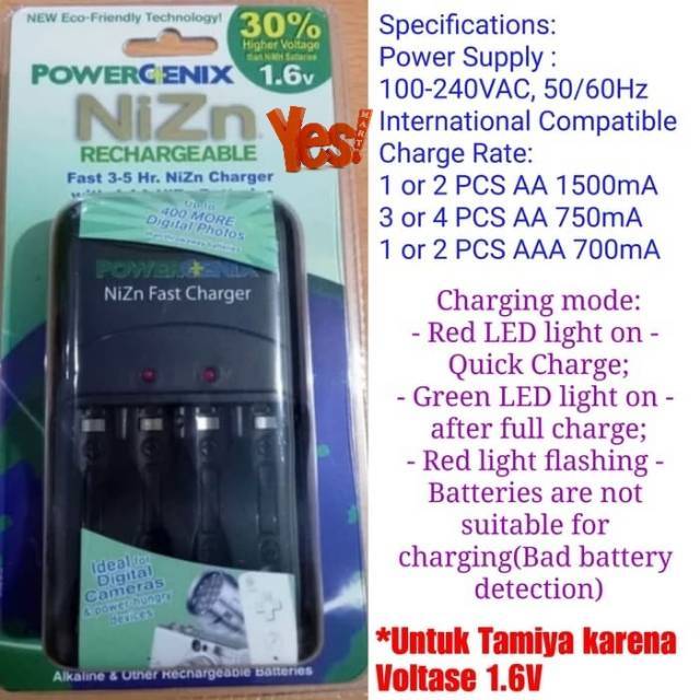 Jual PowerGenix NiZn Fast Charger 1,6V 4 Slot Battery Rechargeable ...