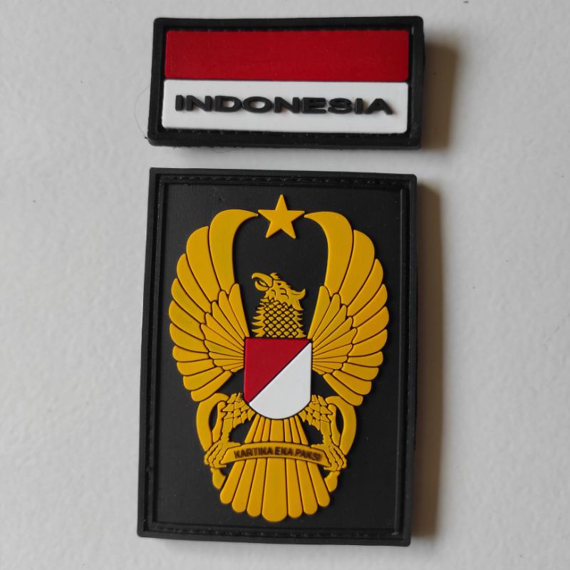 Jual patch rubber logo ekapaksi tni ad dasar hitam + bendera indonesia ...