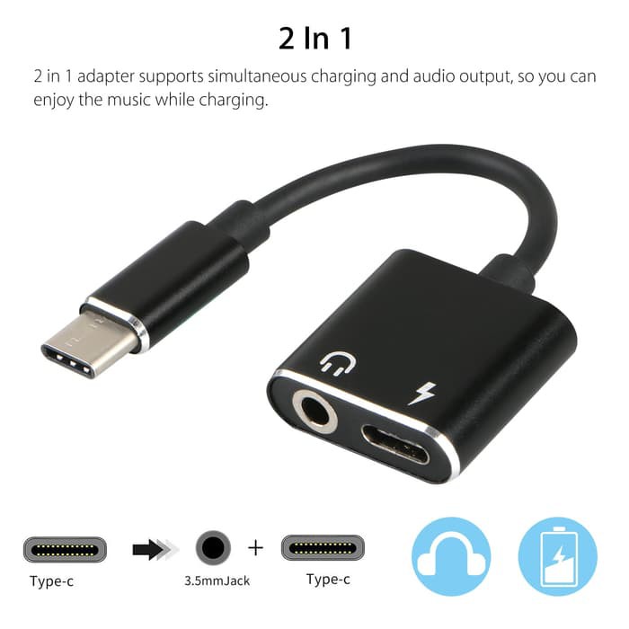 Jual Headphone and Charger Adapter USB C TYPE C Audio Jack Adapter JH