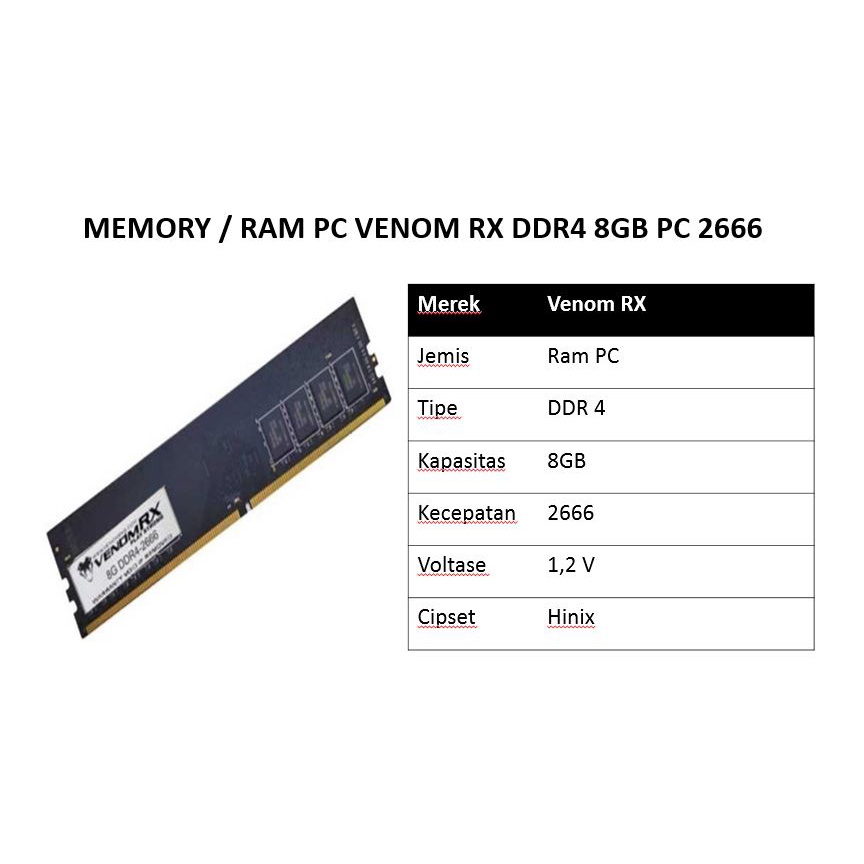 Jual MEMORY / RAM PC VENOM RX DDR4 8GB PC 2666 | Shopee Indonesia