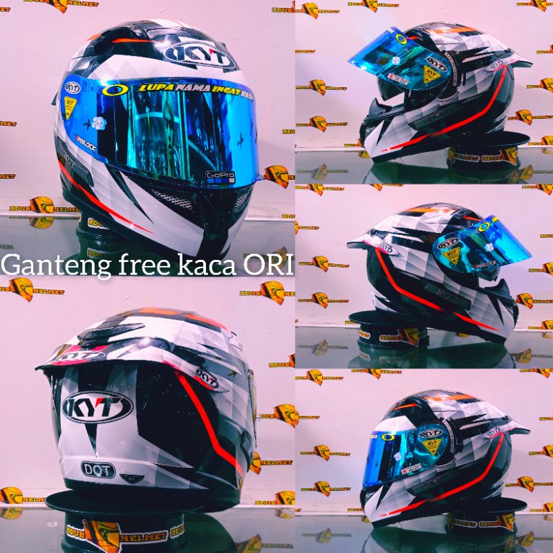 Jual Helm Full Face Kyt K2 Rider Diamond Black White Paket Ganteng 100 Original SNI DOT