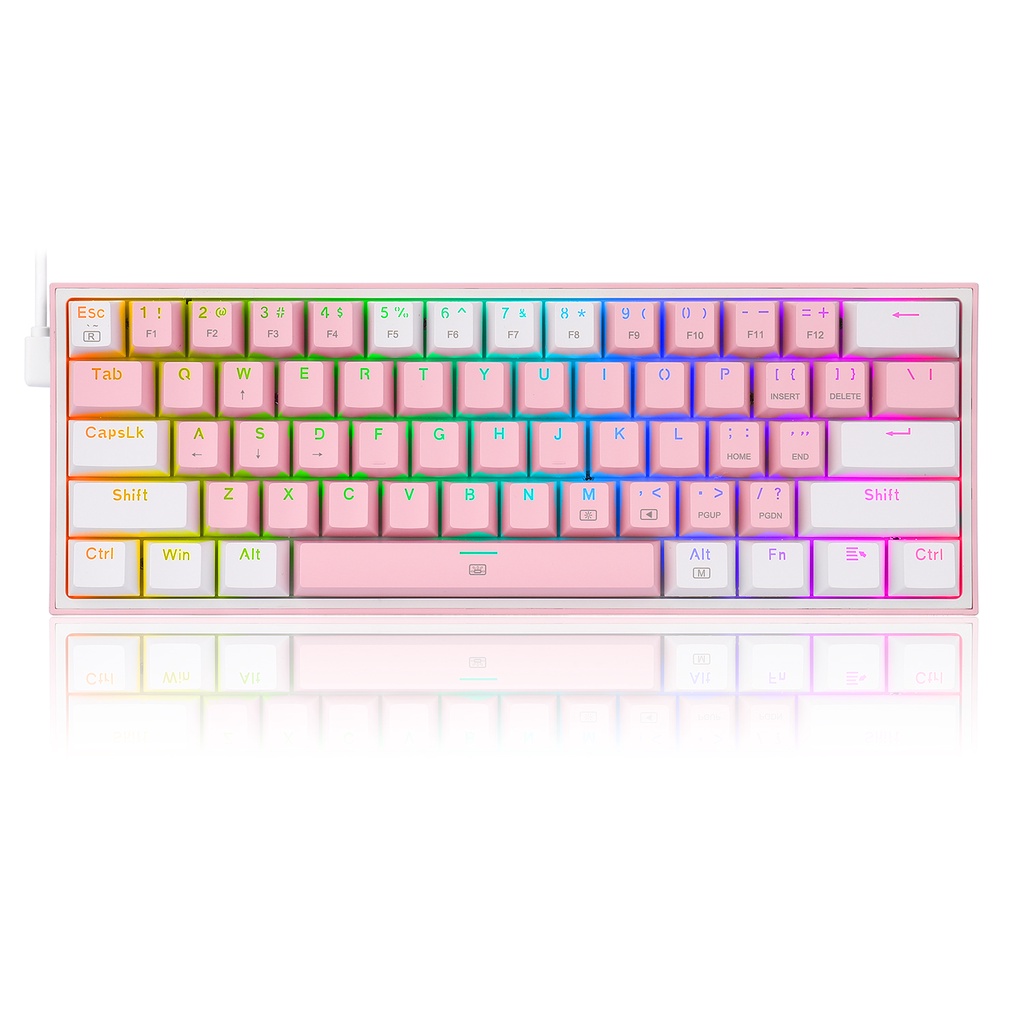 Jual Redragon Mechanical Gaming Keyboard 60% PINK WHITE FIZZ - K617RGB ...