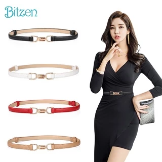 Bitzen Ikat Pinggang Wanita Kulit Imitasi Slim Casual Warna Gesper Belt