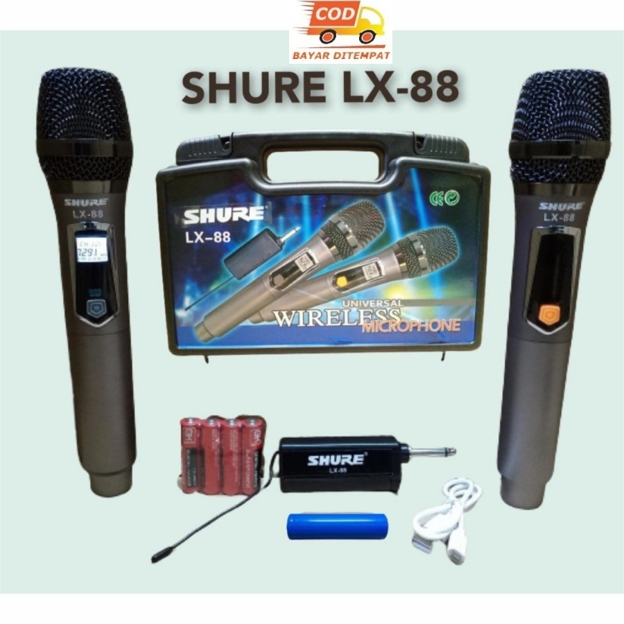 Jual Mic Shure LX-88 UHF Microphone Double Wireless Digital Chargher ...