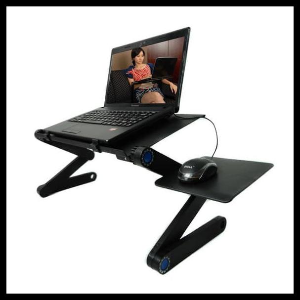 Jual Meja Laptop Table Portable Aluminium Cooler Fan Meja Lipat Kerja Hitam Shopee Indonesia