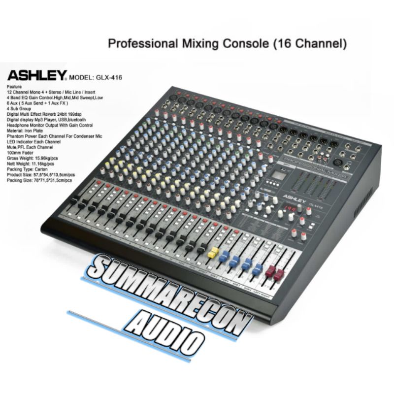 Jual MIXER PROFESSIONAL ASHLEY GLX 416 ORIGINAL BLUETOOTH 16 CHANNEL ...