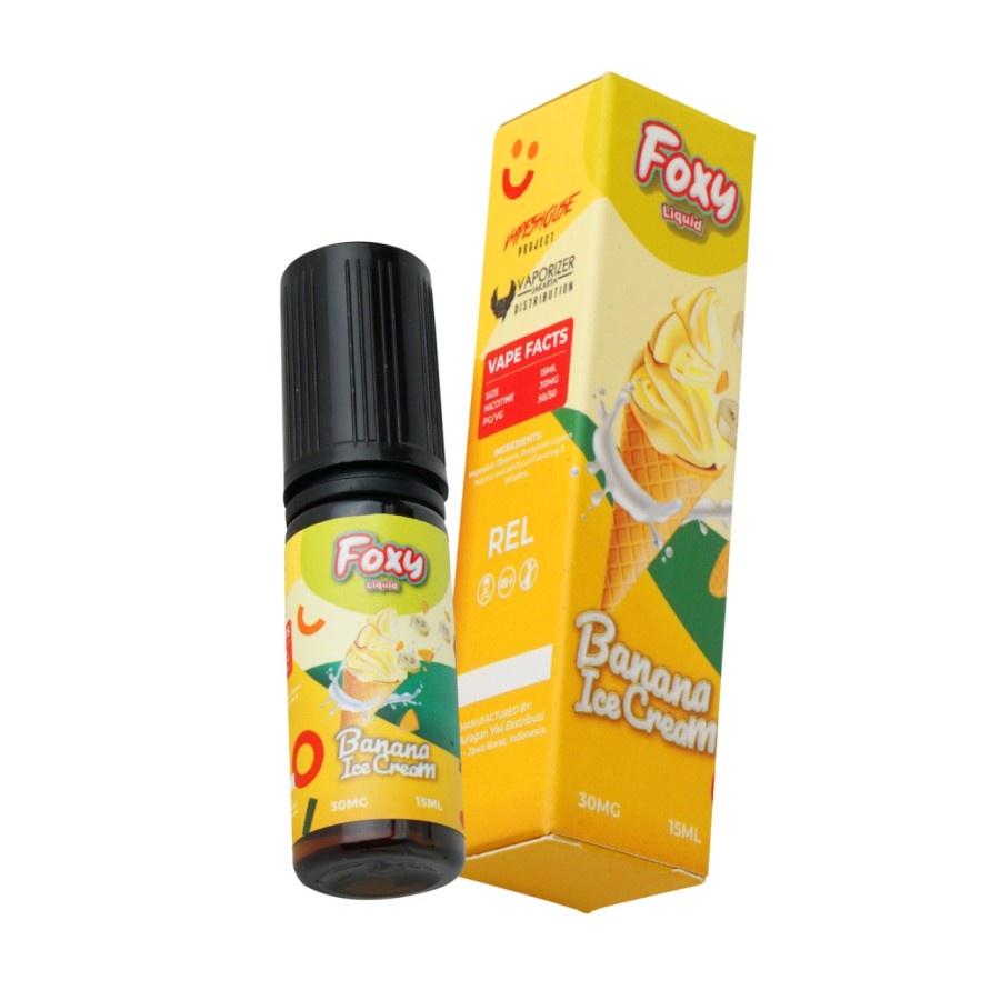 Jual Liquid saltnic Foxy Salt Banana Ice Cream 30MG 15ML By Vapeshouse
