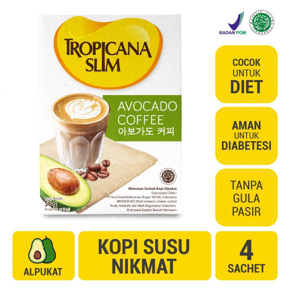 Jual Tropicana Slim Avocado Coffee 4 Sachet Kopi Susu Nikmat Tanpa