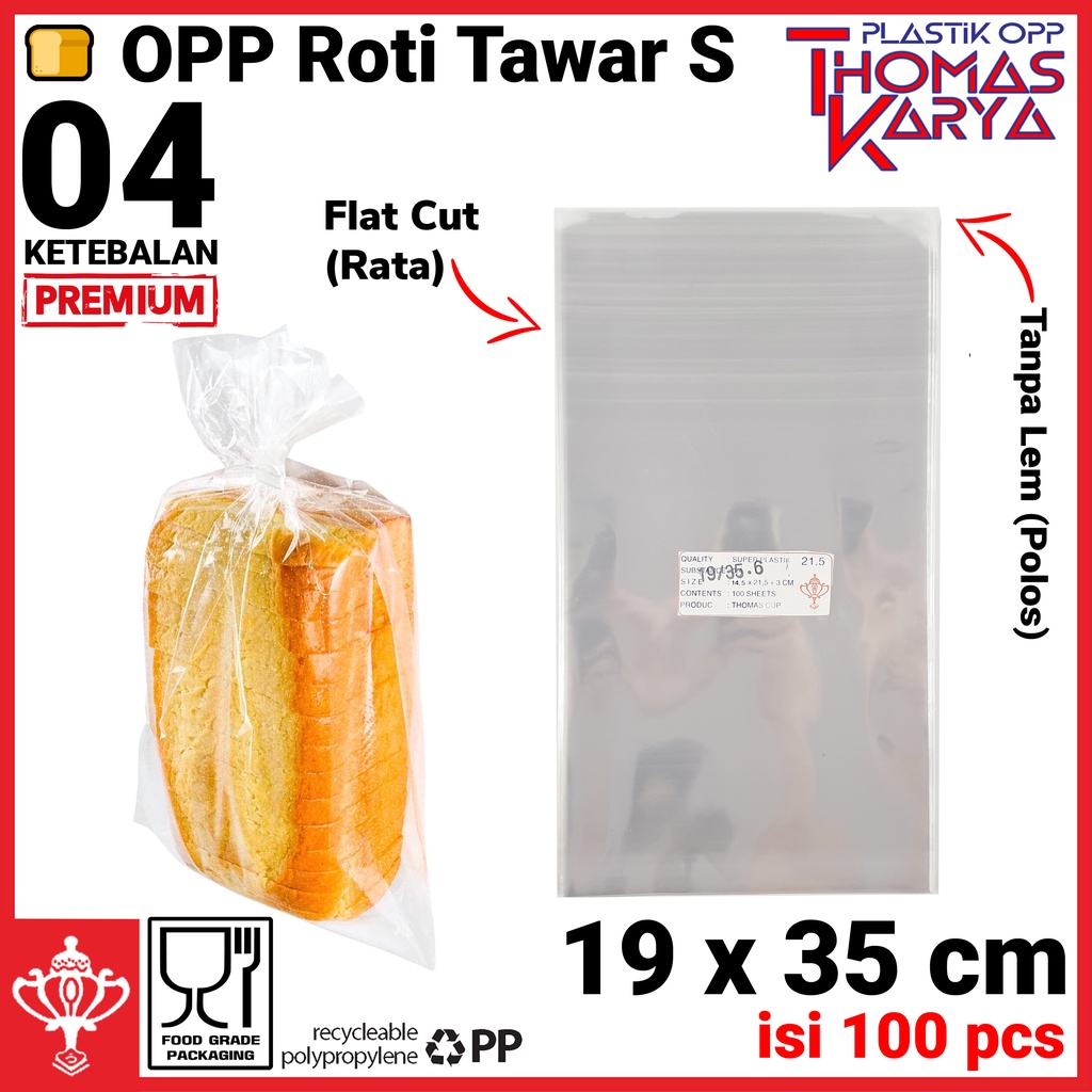 Jual Plastik Opp Roti Tawar Tanpa Lem 19x35 Isi 100 Kantong Bening Tebal Kemasan Bakery Shopee 5124