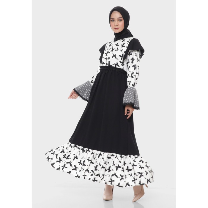 Jual Hijab Ellysha KIMORRA BUTTERFLY EMBROIDERY EXCLUSIVE DRESS BLACK ...