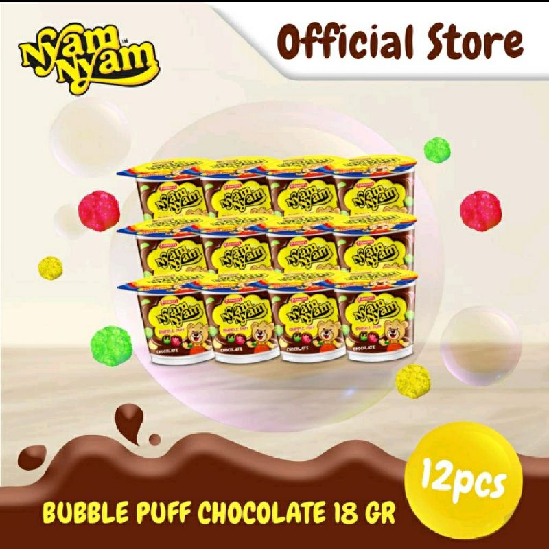 Jual Nyam Nyam Bubble Puff Chocolate 18gr X 12pc Dua Belas Pc Shopee Indonesia 7828