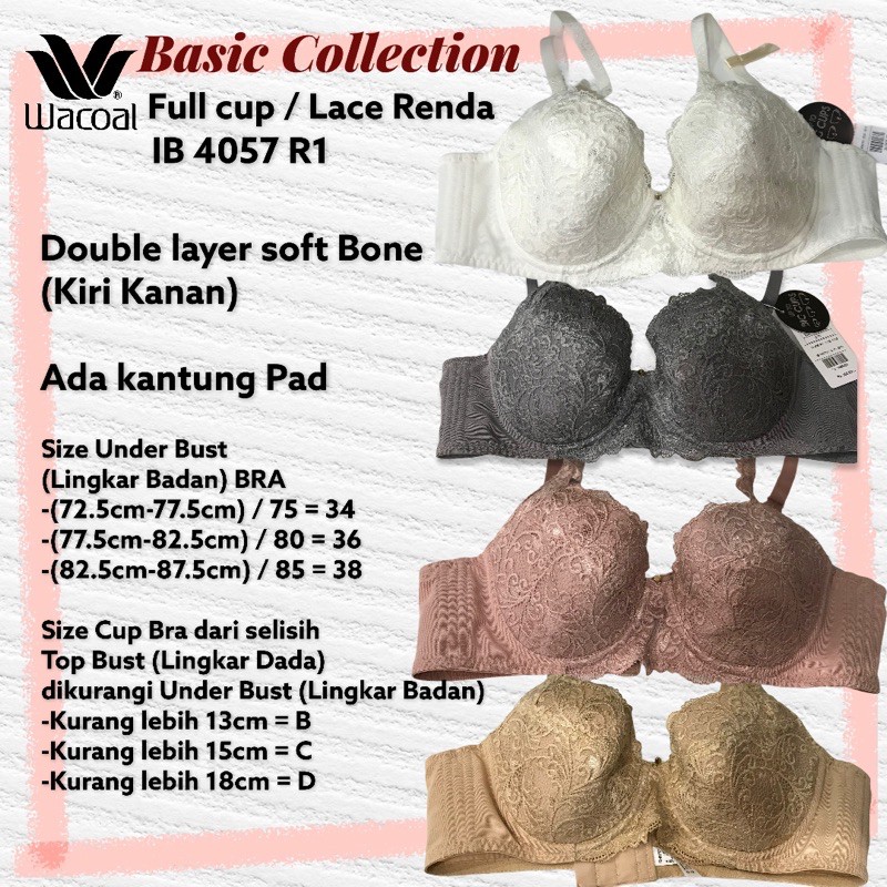 Jual Wacoal Basic Collection BRA IB 4057 R1 Full Cup / Lace / Renda ...