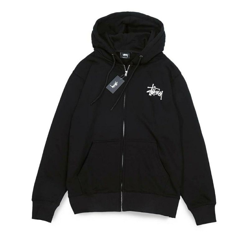 Jual Hoodie STUSSY Basic Full Zipper Black Original Shopee Indonesia