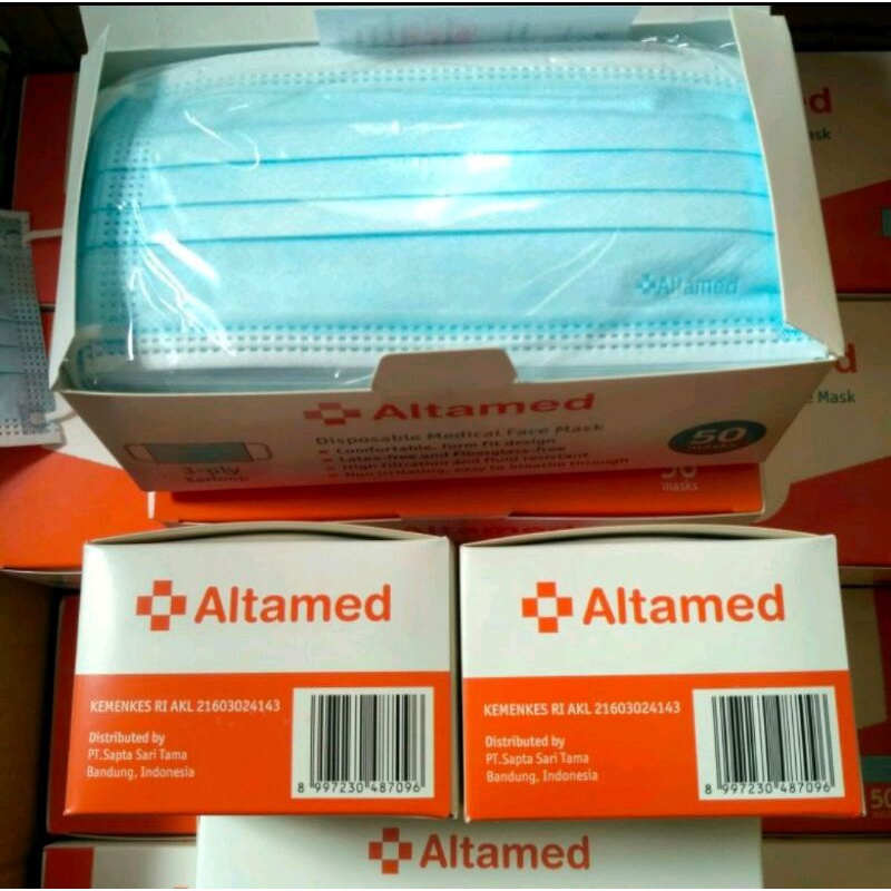 Jual Masker Earloop Altamed 3ply - 1Box isi 50 lembar | Shopee Indonesia