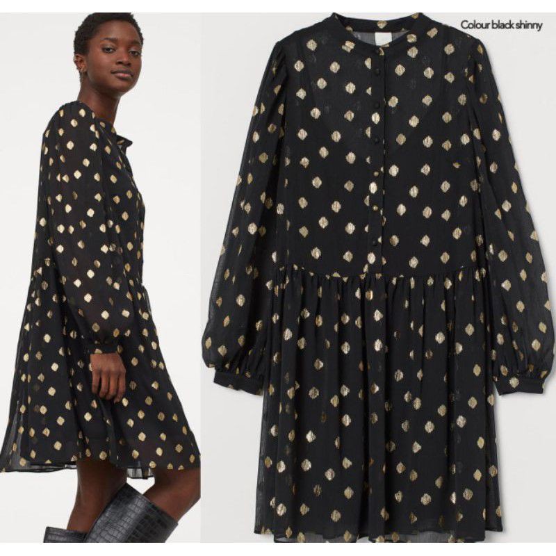 Jual H&M wide dress black gold | Shopee Indonesia