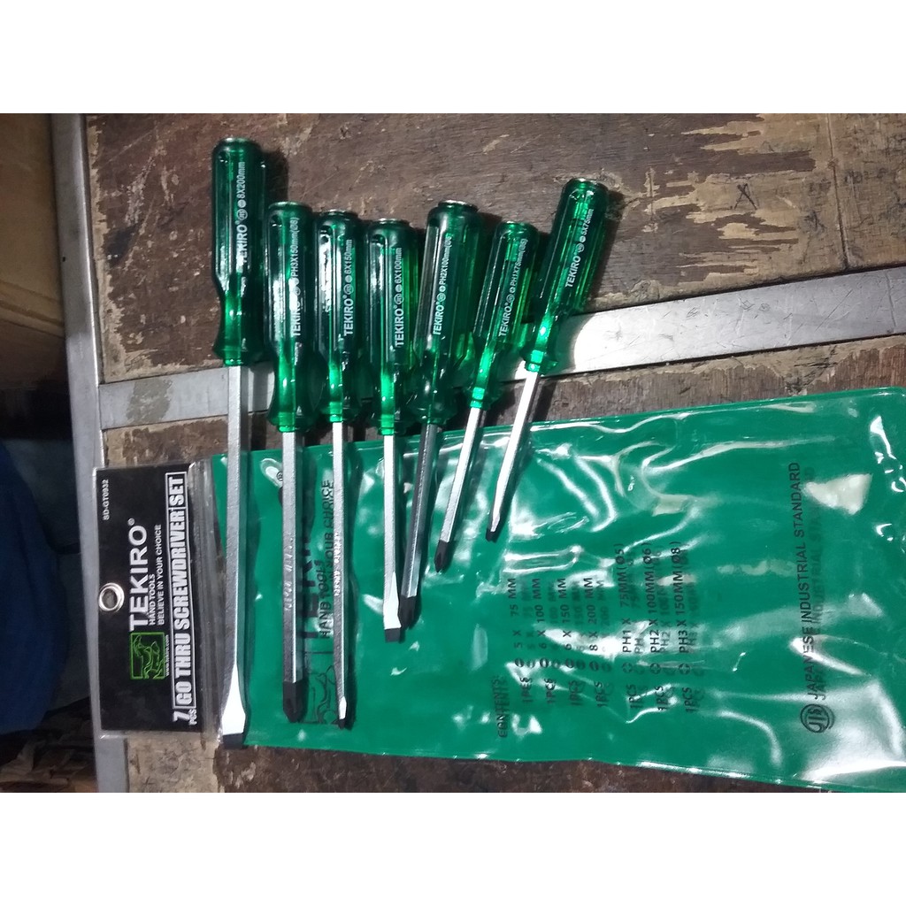 Jual OBENG IMPACT TEKIRO 7 PCS GO THRU SCREWDRIVER / OBENG KETOK SET ...