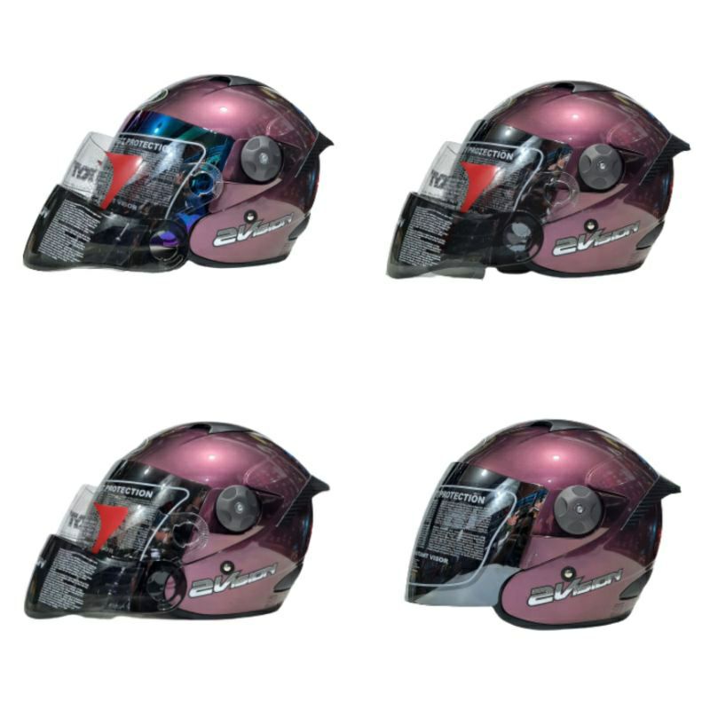Jual Helm KYT 2 VISION Solid Ungu Purple Original SNI DOT Paket Ganteng