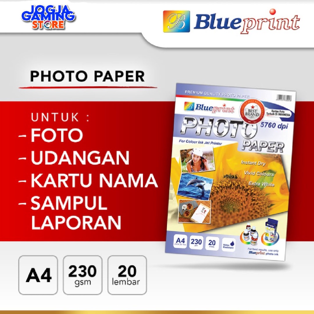 Jual Kertas Foto / Kertas Foto Glossy / Glossy Photo Paper BLUEPRINT A4 ...