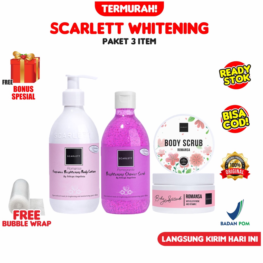 Jual Scarlett Whitening Paket 3 Item [cod] Scarlet Original Body Lotion