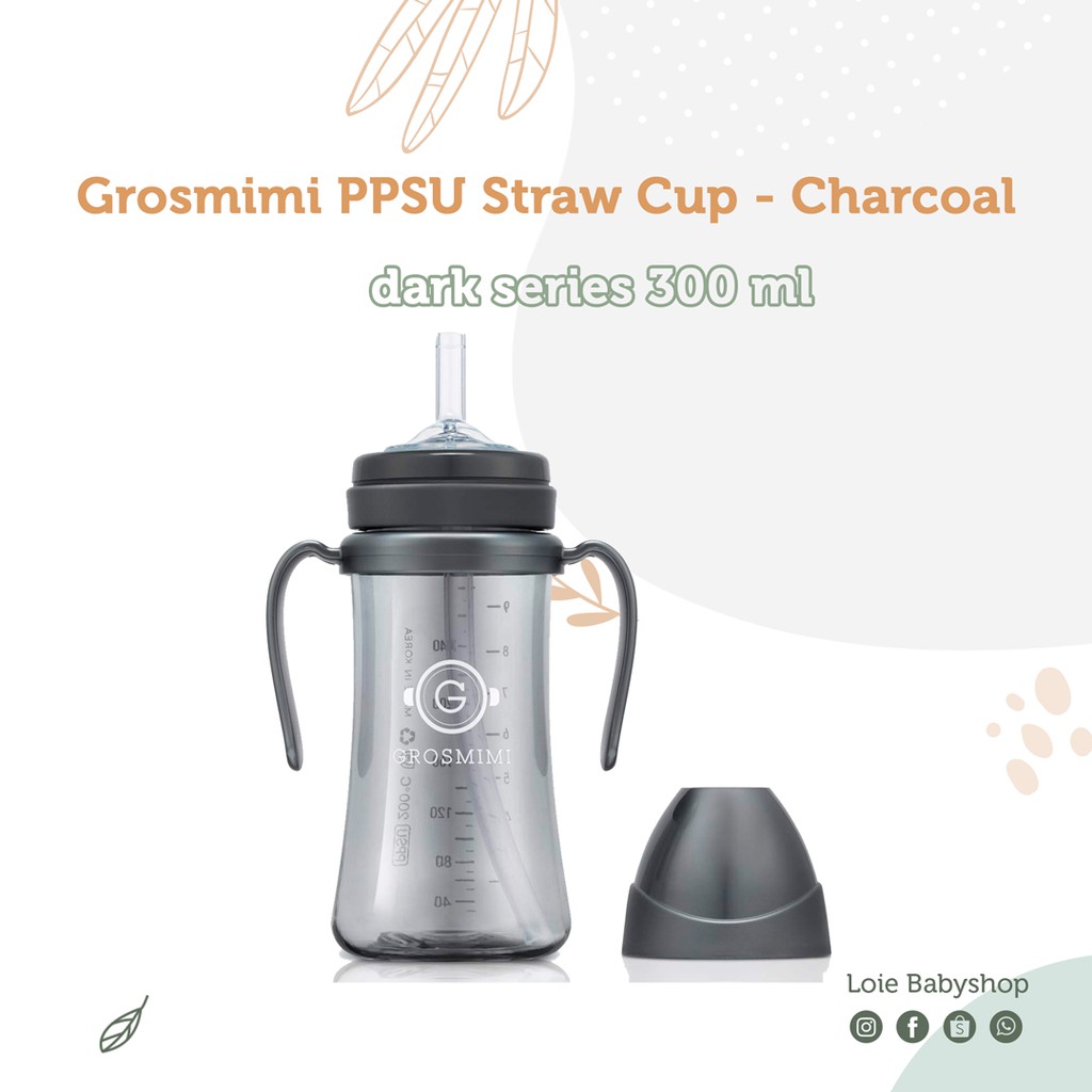 Grosmimi PPSU Dark Series Straw Cup 300 ml