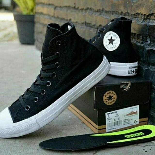 Jual Sepatu Converse Ct High Black White Hitam Putih Sneakers Sekolah