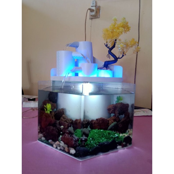 Jual Aquarium Mini Akrilik Pvc Segi Enam Akuarium Ikan Hias Cupang