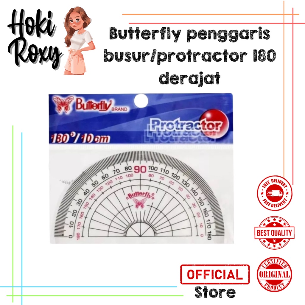 Jual Butterfly penggaris busur derajat protractor 180 derajat | Shopee ...