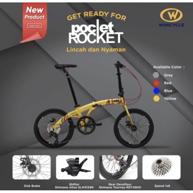 Jual Sepeda lipat folding bike 20 wimcycle pocket rocket terbaru ...
