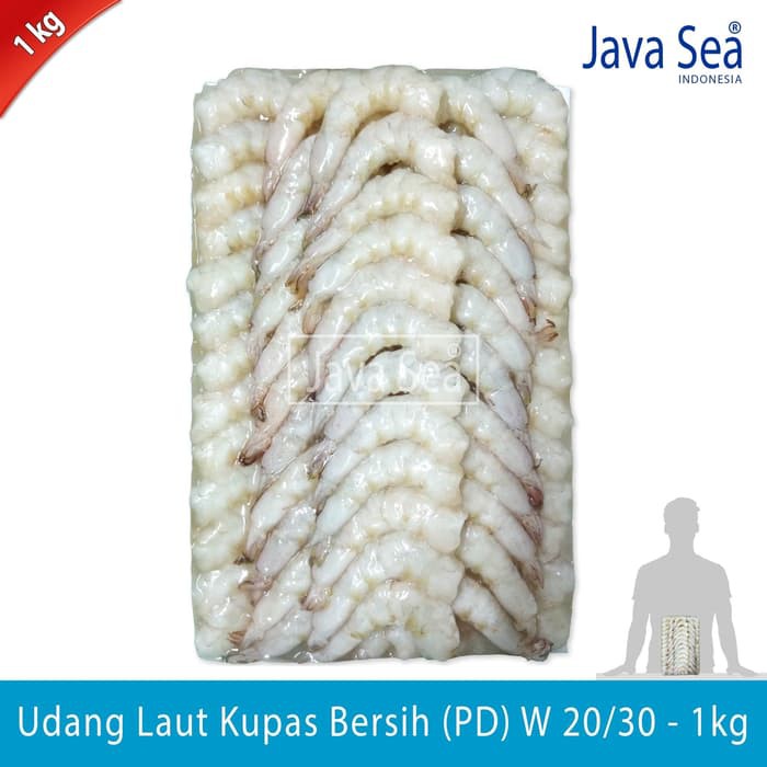 Jual Java Sea Udang Laut Kupas Bersih Pd W 20 30 Pack 1kg Shopee