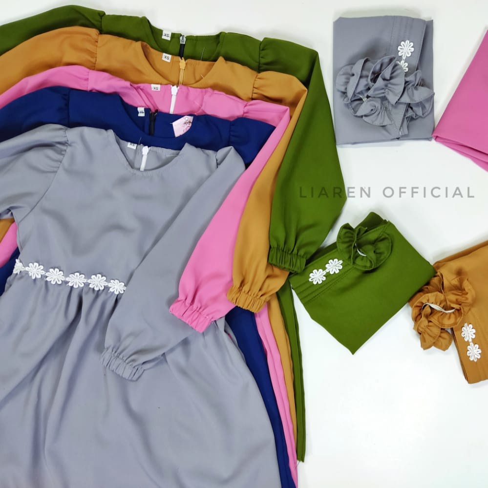 Jual Stelan Gamis & Hijab Anak 1-12 Tahun Bahan Wolfis Premium | Shopee