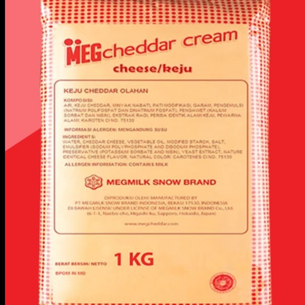 Jual MEG Cheddar Cream Keju 1kg keju cheddar olahan | Shopee Indonesia