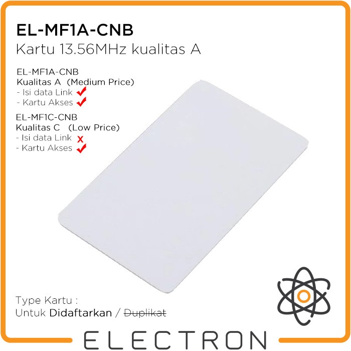 EL-HF1A-CNB RFID 13.56 MHz 1K Card Tag NFC HF ISO 14443A Kartu Akses Absensi RC522