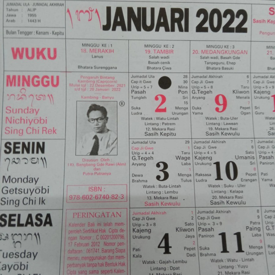 Jual Kalender Bali 2022 Eceran Bangbang Gede Rawi B | Shopee Indonesia